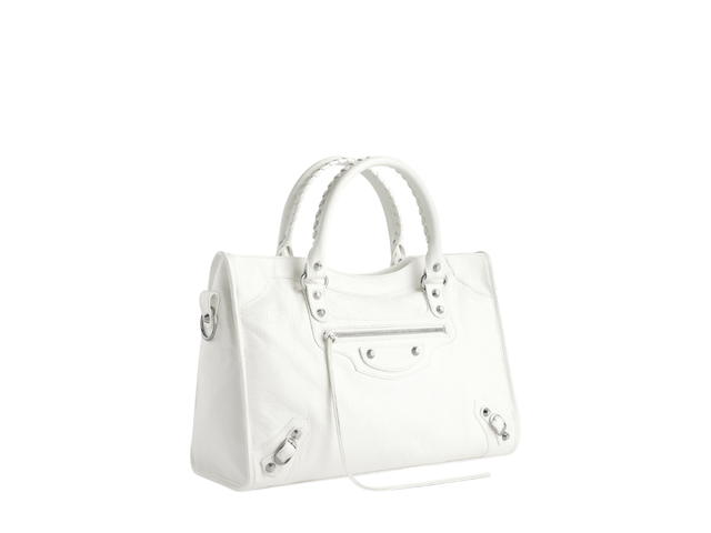 Balenciaga Balenciaga Le City Medium Bag In White Arena Lambskin With Shiny Silver Hardware - view 2