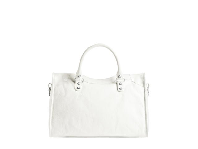 Balenciaga Balenciaga Le City Medium Bag In White Arena Lambskin With Shiny Silver Hardware - view 4