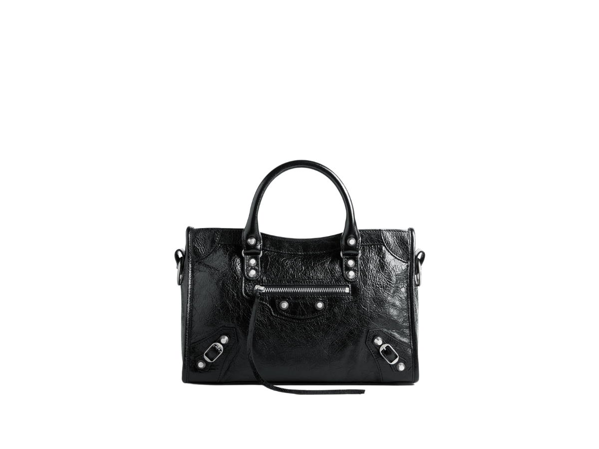 Balenciaga Balenciaga Le City Small Bag In Black Arena Lambskin With Shiny Silver Hardware