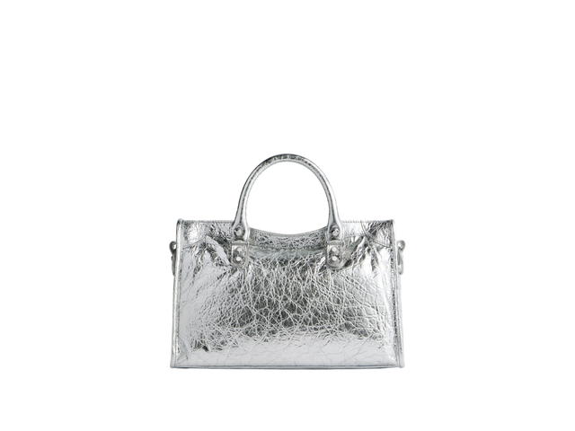 Balenciaga Balenciaga Le City Small Bag In Silver Metallized Arena Lambskin With Shiny Silver Hardware - view 4