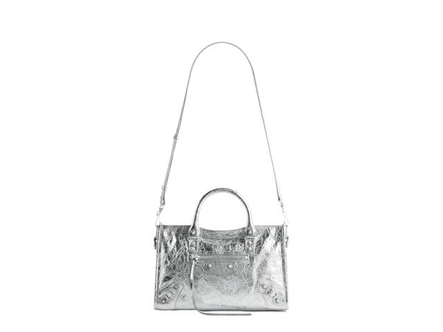 Balenciaga Balenciaga Le City Small Bag In Silver Metallized Arena Lambskin With Shiny Silver Hardware - view 5