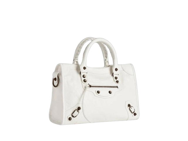Balenciaga Balenciaga Le City Small Bag In White Arena Lamsbkin With brass Hardware - view 3