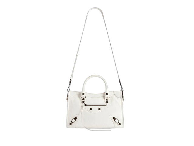 Balenciaga Balenciaga Le City Small Bag In White Arena Lamsbkin With brass Hardware - view 4