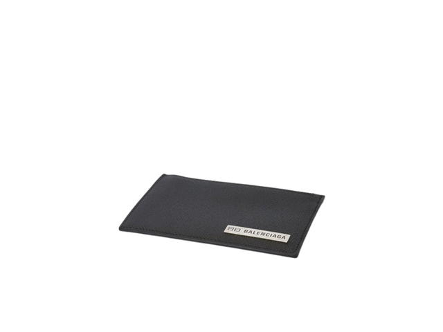 Balenciaga Balenciaga Leather Logo Card Case In Black Grained Calfskin With Metal Hardware - view 3