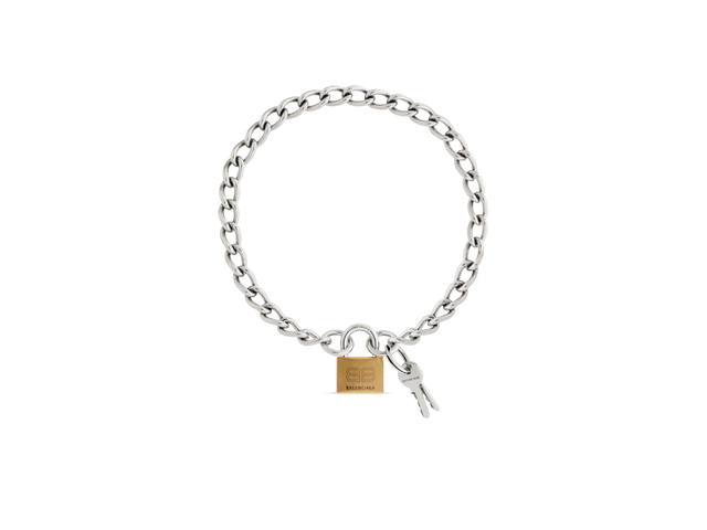 Balenciaga Balenciaga Locker Necklace In Mix Of Antique Silver Antique Gold And Shiny Silver Brass And Steel - view 1