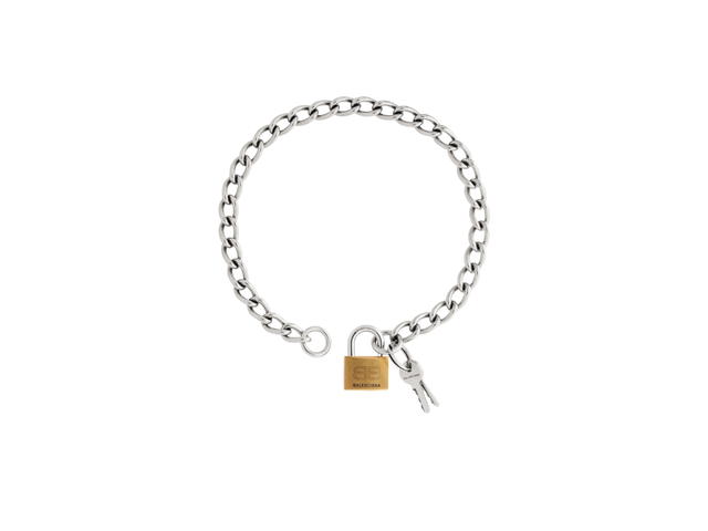 Balenciaga Balenciaga Locker Necklace In Mix Of Antique Silver Antique Gold And Shiny Silver Brass And Steel - view 2
