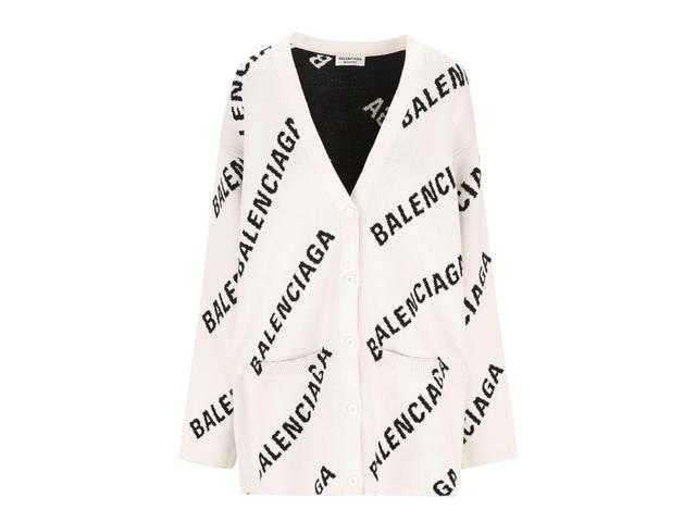 Balenciaga Balenciaga Logo Cardigan In Chalky White Wool - view 1