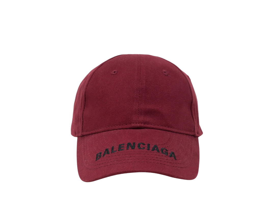 Balenciaga Balenciaga Logo Embroidered Cotton-Twill Baseball Cap Burgundy