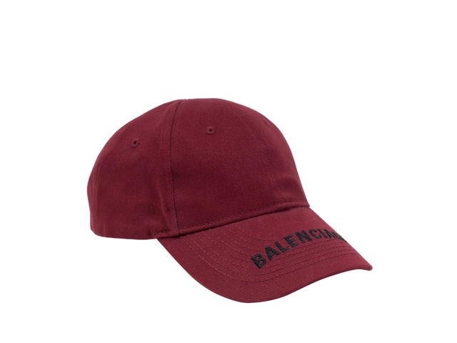 Balenciaga Balenciaga Logo Embroidered Cotton-Twill Baseball Cap Burgundy - view 2