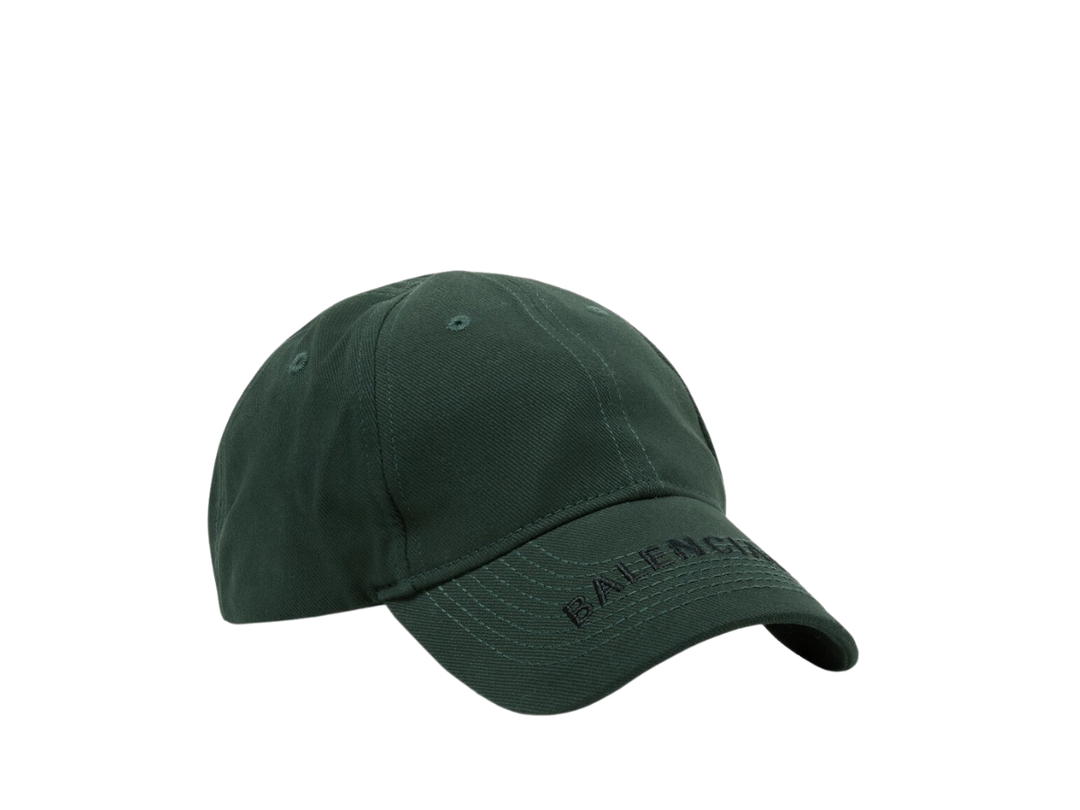 Balenciaga Balenciaga Logo Embroidered Cotton-Twill Baseball Cap Green