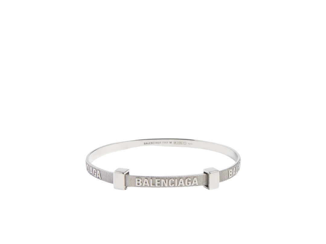 Balenciaga Balenciaga Logo Hoop Bracelet In Sterling Silver