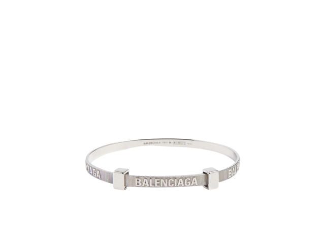 Balenciaga Balenciaga Logo Hoop Bracelet In Sterling Silver - view 1