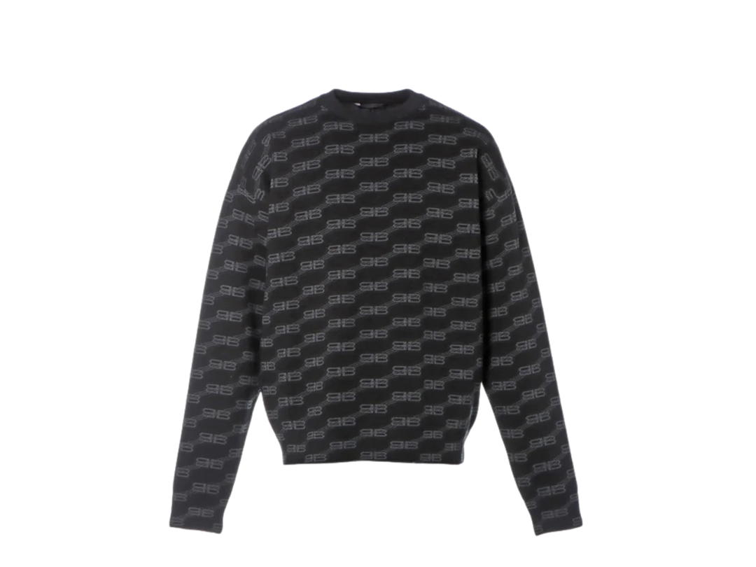 Balenciaga Balenciaga Logo Intarsia-Knit Sweater Black