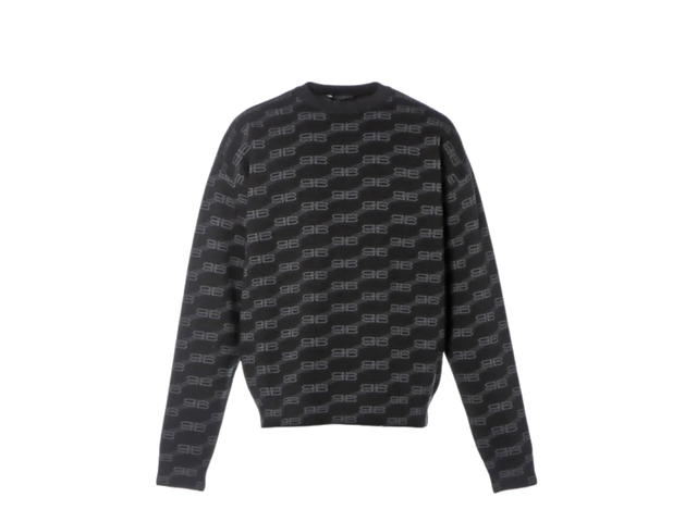Balenciaga Balenciaga Logo Intarsia-Knit Sweater Black - view 1