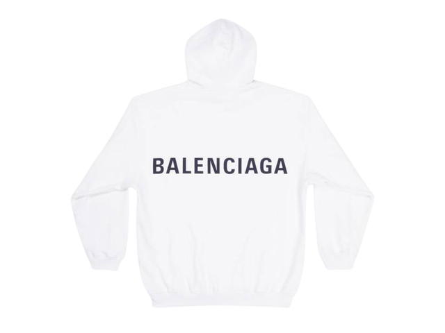 Balenciaga Balenciaga Logo Organic Fleece Hoodie In White Cotton - view 2