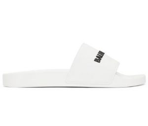 Buy Balenciaga Logo Pool Slides White / Black at Sasom – Authentic and Ready to Ship