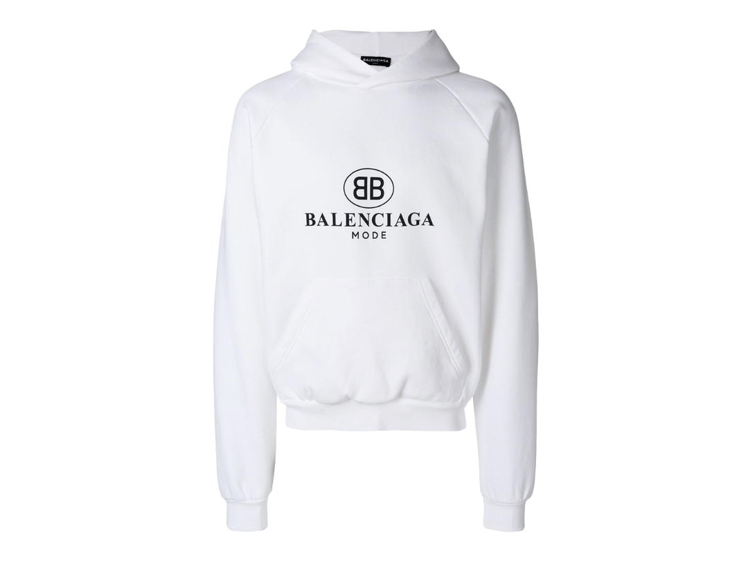 Balenciaga Balenciaga Logo Print Hoodie White