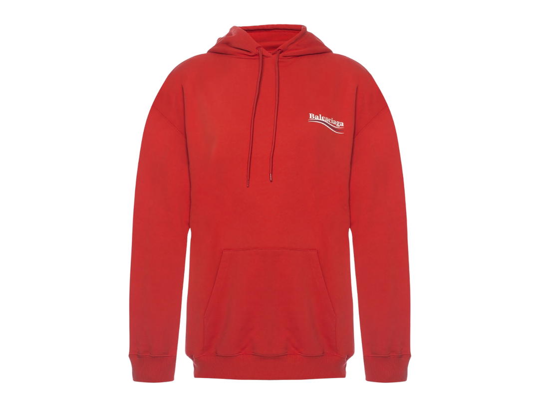 Balenciaga Balenciaga Logo-Print Jersey Hoodie Red