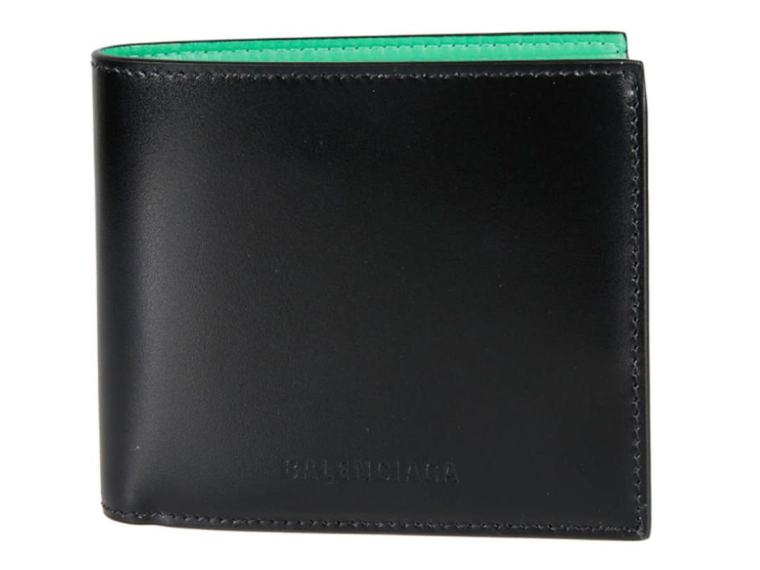 Balenciaga Balenciaga Logo Stamp Billfold Wallet Black Vivid Green
