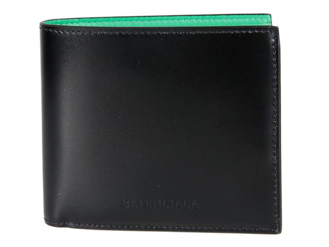 Balenciaga Balenciaga Logo Stamp Billfold Wallet Black Vivid Green - view 1