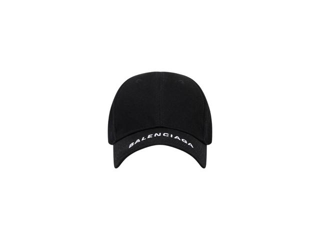 Balenciaga Balenciaga Logo Visor Cap In Black And White Cotton Drill - view 1