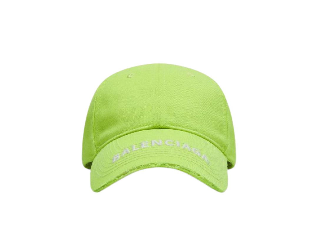 Balenciaga Balenciaga Logo Visor Cap In Fluo Yellow And White Cotton Drill