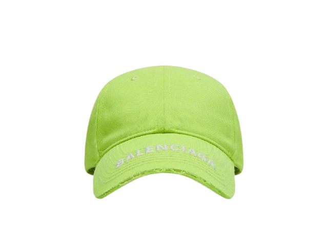 Balenciaga Balenciaga Logo Visor Cap In Fluo Yellow And White Cotton Drill - view 1