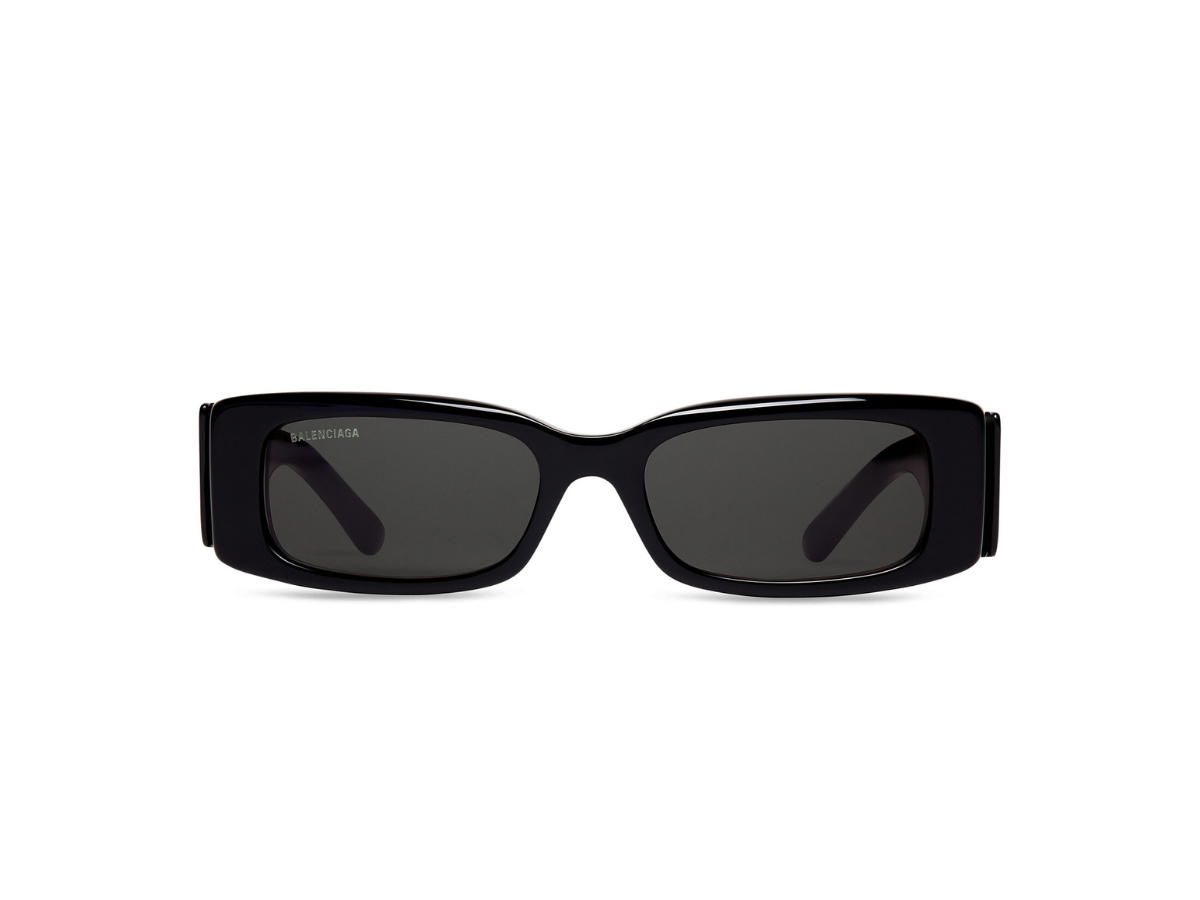 Balenciaga Balenciaga Max Rectangle Sunglasses In Black Eastman Acetate Renew With Rectangle Shape Black Lense