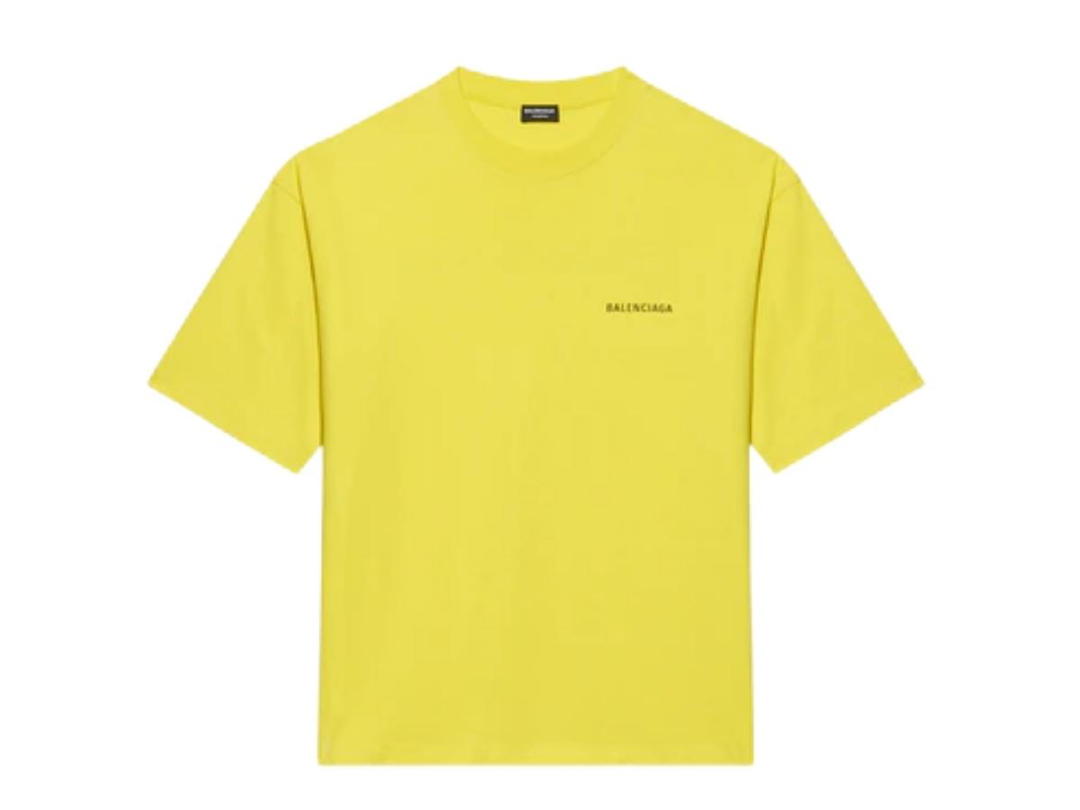 Balenciaga Balenciaga Medium Fit Vintage Logo Print T-Shirt Yellow