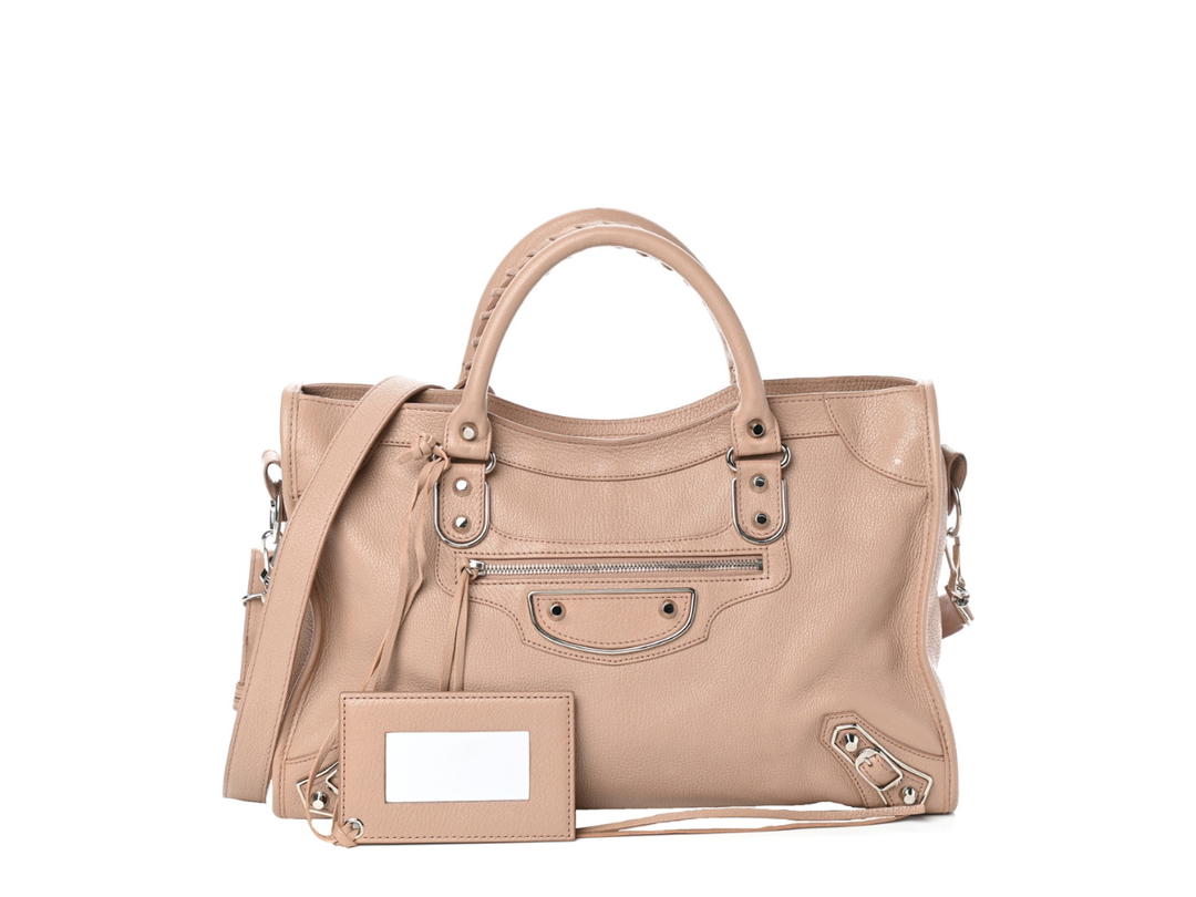 Balenciaga Balenciaga Metallic Edge City In Leather With Gold Hardware Rose Beige