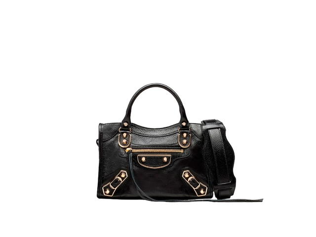 Balenciaga Balenciaga Metallic Edge City Mini Shoulder Bag In Black Shiny Grained Goatskin With Gold Hardware - view 1