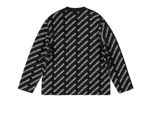 Balenciaga Balenciaga Mini Allover Logo Cardigan In Black And White Wool Knit - view 2