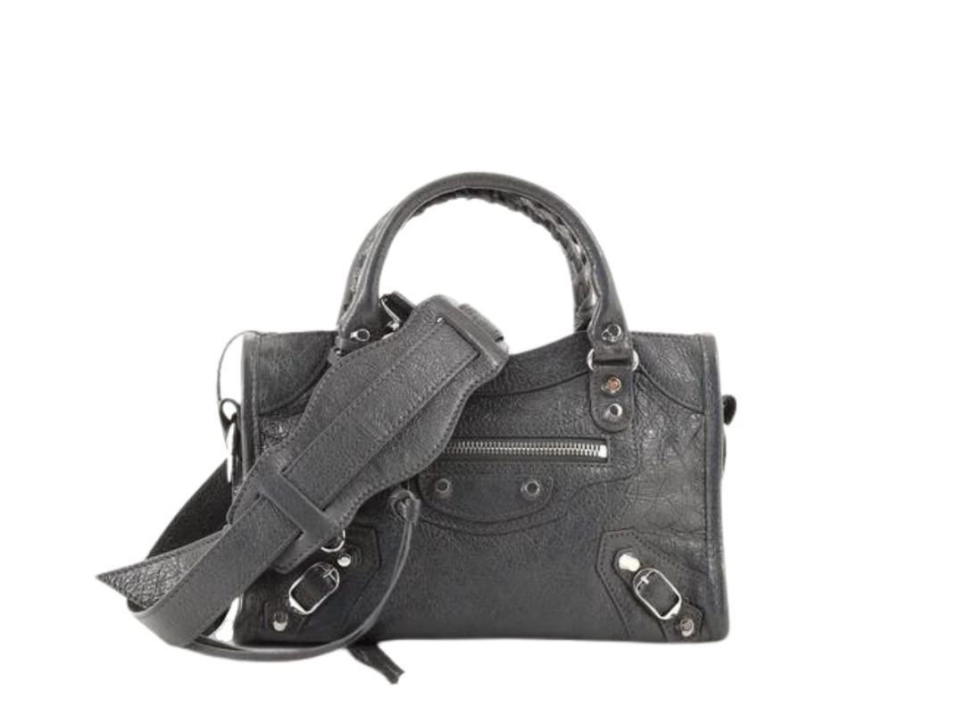 Balenciaga Balenciaga Mini City Bag In Leather With Silver Hardware Grey