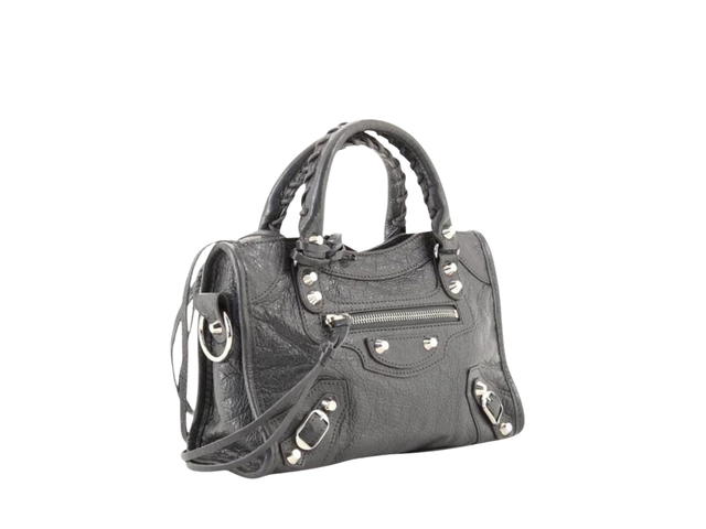 Balenciaga Balenciaga Mini City Bag In Leather With Silver Hardware Grey - view 3