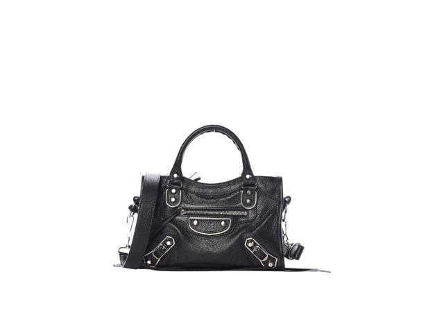 Balenciaga Balenciaga Mini City Shoulder Bag In Goatskin Leather With Silver Hardware Black - view 1