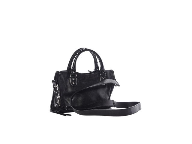 Balenciaga Balenciaga Mini City Shoulder Bag In Goatskin Leather With Silver Hardware Black - view 2