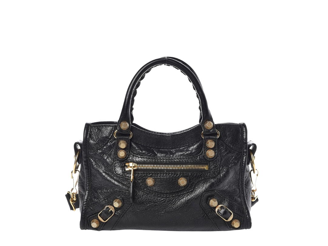 Balenciaga Balenciaga Mini City Shoulder Bag In Leather With Gold Hardware Black