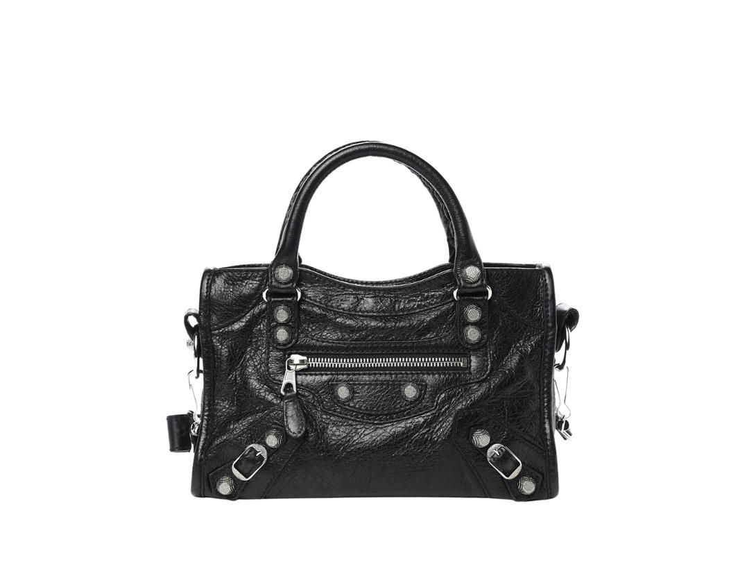 Balenciaga Balenciaga Mini City Shoulder Bag In Leather With Silver Hardware Black