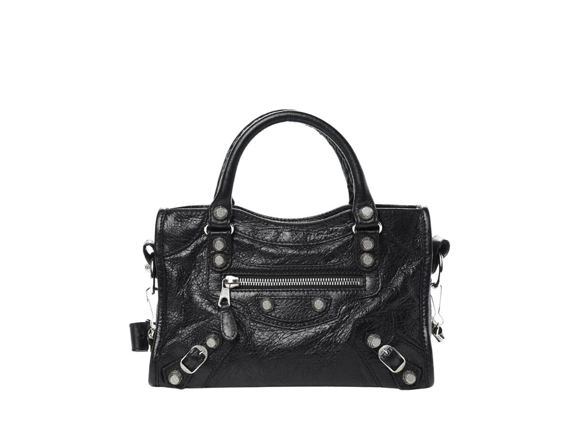Balenciaga Balenciaga Mini City Shoulder Bag In Leather With Silver Hardware Black