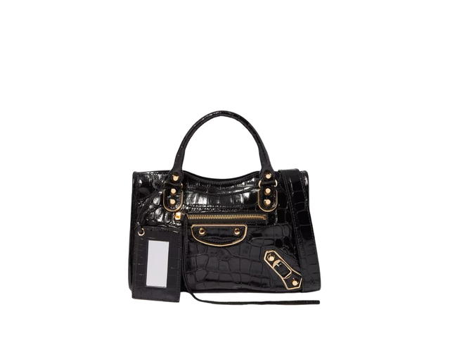 Balenciaga Balenciaga Mini City Shoulder Bag In Shiny Crocodile-Emboss Leather With Gold Hardware Black - view 1