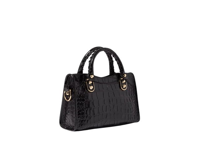 Balenciaga Balenciaga Mini City Shoulder Bag In Shiny Crocodile-Emboss Leather With Gold Hardware Black - view 2
