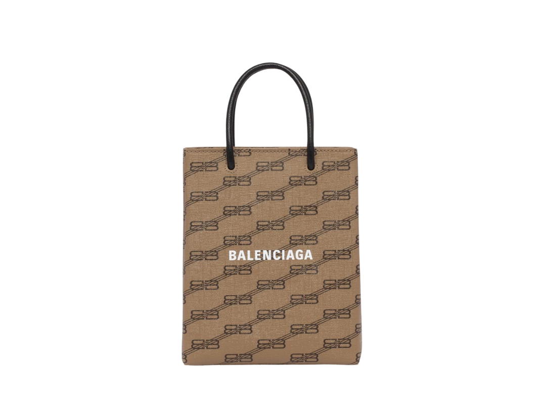 Balenciaga Balenciaga Mini Shopping Bag In BB Monogram Coated Canvas Brown