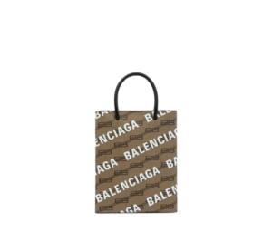 Buy Balenciaga Mini Shopping Bag In BB Monogram-White Lettering Coated Canvas Brown at Sasom – Authentic and Ready to Ship