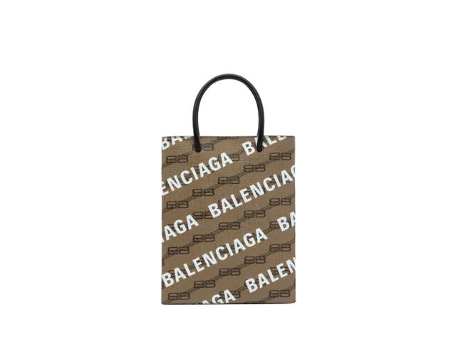 Balenciaga Balenciaga Mini Shopping Bag In BB Monogram-White Lettering Coated Canvas Brown - view 1
