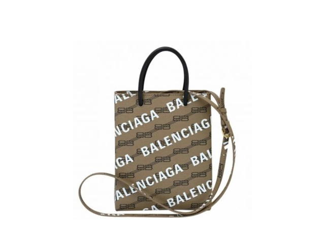 Balenciaga Balenciaga Mini Shopping Bag In BB Monogram-White Lettering Coated Canvas Brown - view 2