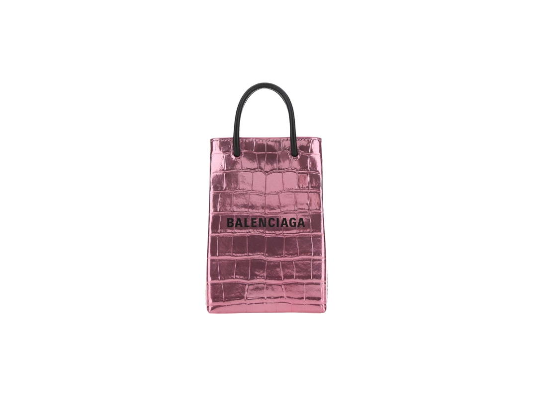 Balenciaga Balenciaga Mini Shopping Bag In Pink Patent Crocodile Embossed Calfskin