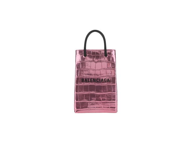 Balenciaga Balenciaga Mini Shopping Bag In Pink Patent Crocodile Embossed Calfskin - view 1