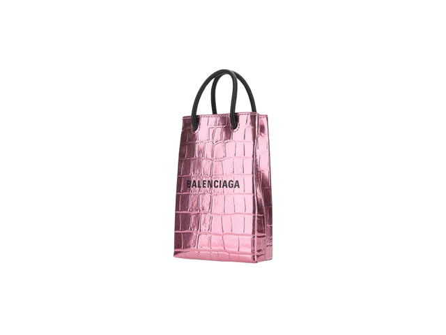 Balenciaga Balenciaga Mini Shopping Bag In Pink Patent Crocodile Embossed Calfskin - view 2