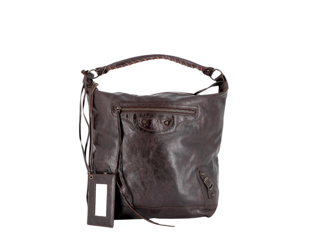 Balenciaga Balenciaga Motocross Classic Day Bag Goatskin Leather Brown Ruthenium-Finish Metal