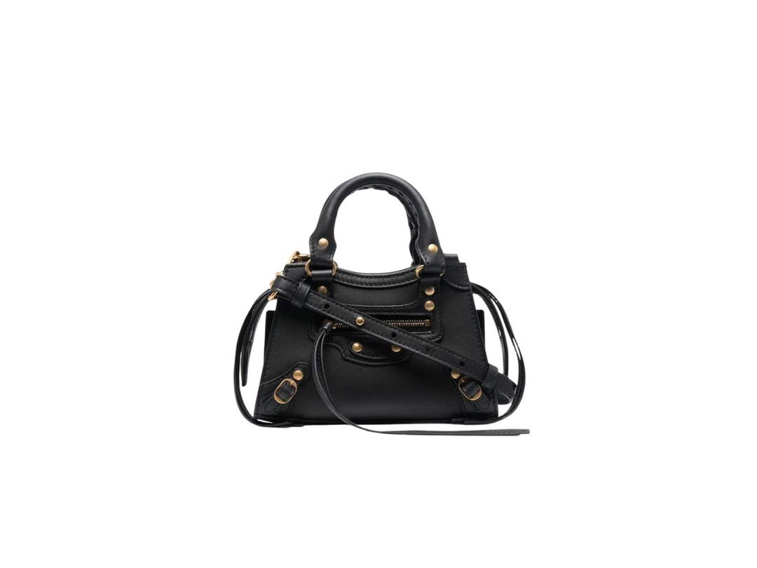 Balenciaga Balenciaga Nano Neo Classic City Bag In Calfskin With Gold Hardware Black